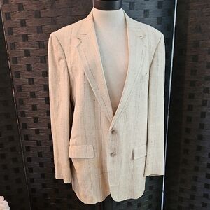 Vintage Arnie Men's Silk Cream Blazer Sports Coat Size 42R